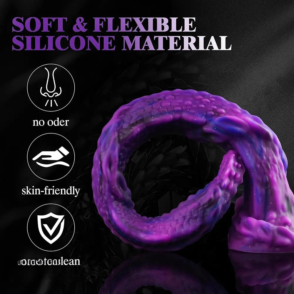 Purple and blue dragon scale silicone fantasy dildo, photo 6