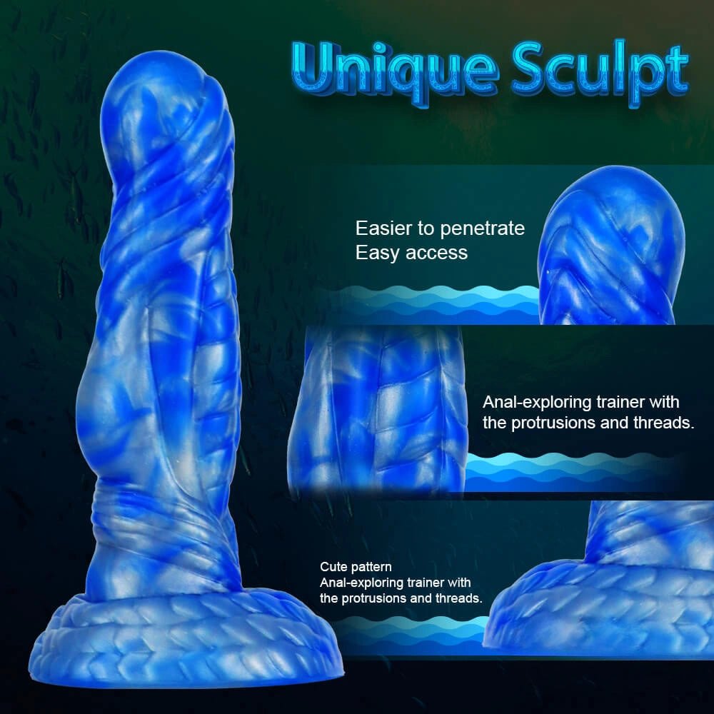 Twisted dragon scale liquid silicone fantasy dildo, photo 3