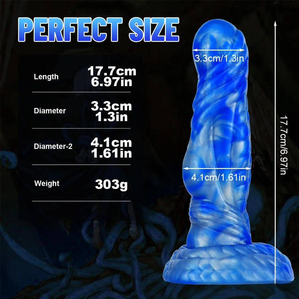 Twisted dragon scale liquid silicone fantasy dildo, photo 8