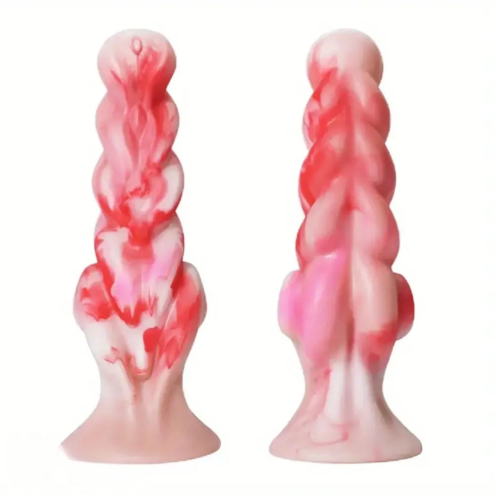 Twisted marbled silicone fantasy dildo, photo 1
