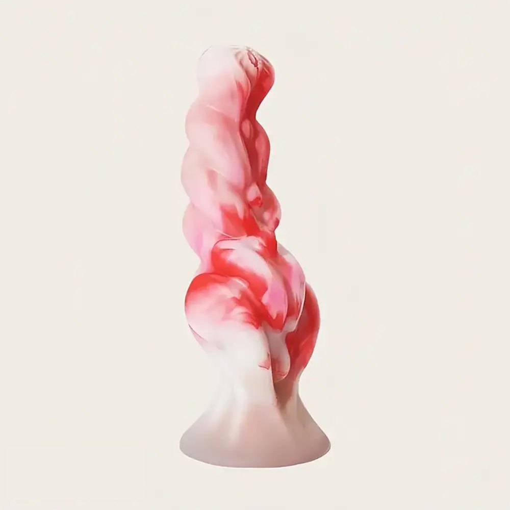 Twisted marbled silicone fantasy dildo, photo 2