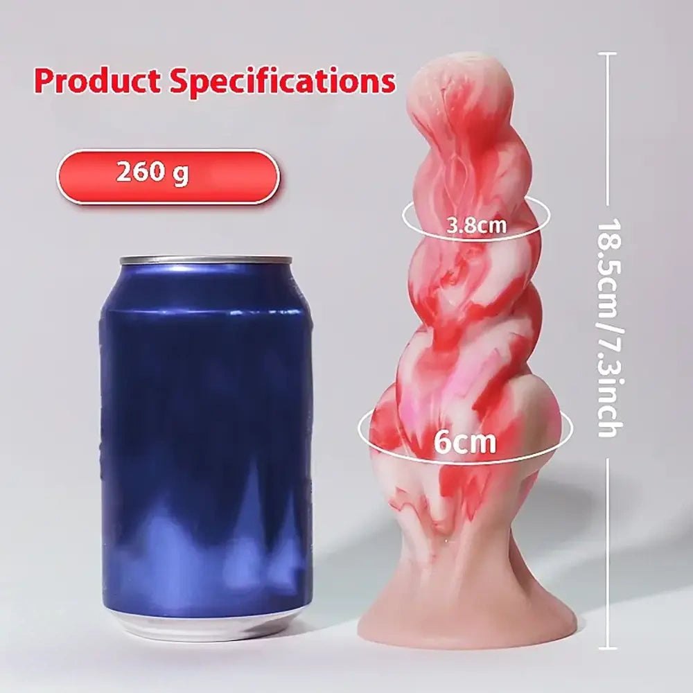 Twisted marbled silicone fantasy dildo, photo 4