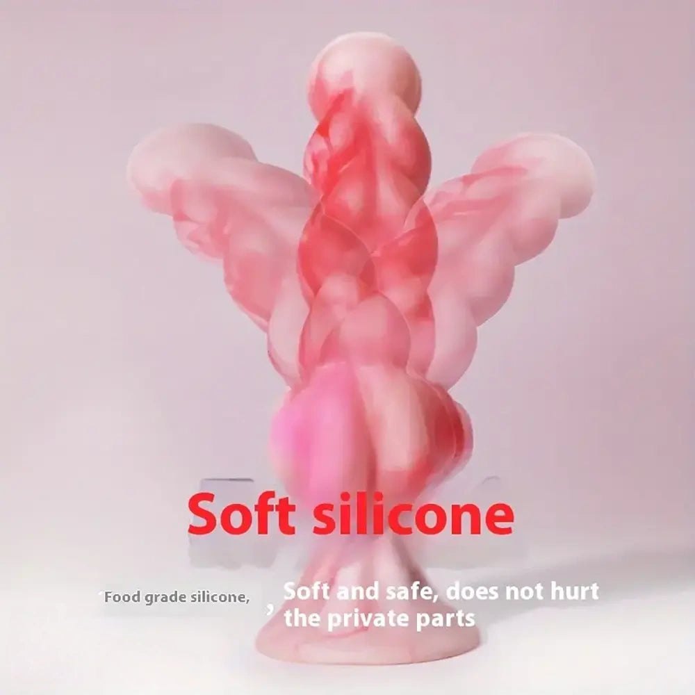 Twisted marbled silicone fantasy dildo, photo 5