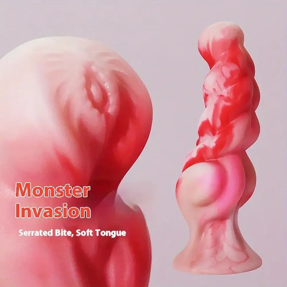 Twisted marbled silicone fantasy dildo, photo 6