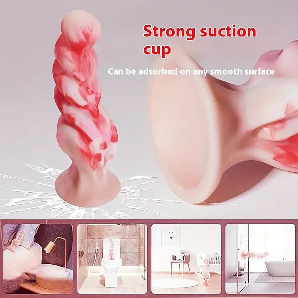 Twisted marbled silicone fantasy dildo, photo 8