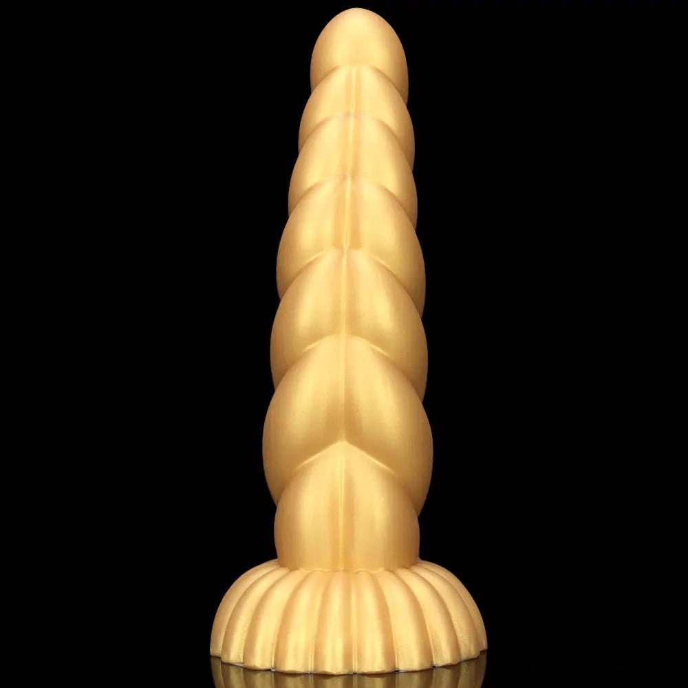 Gold twisted silicone fantasy dildo, photo 10