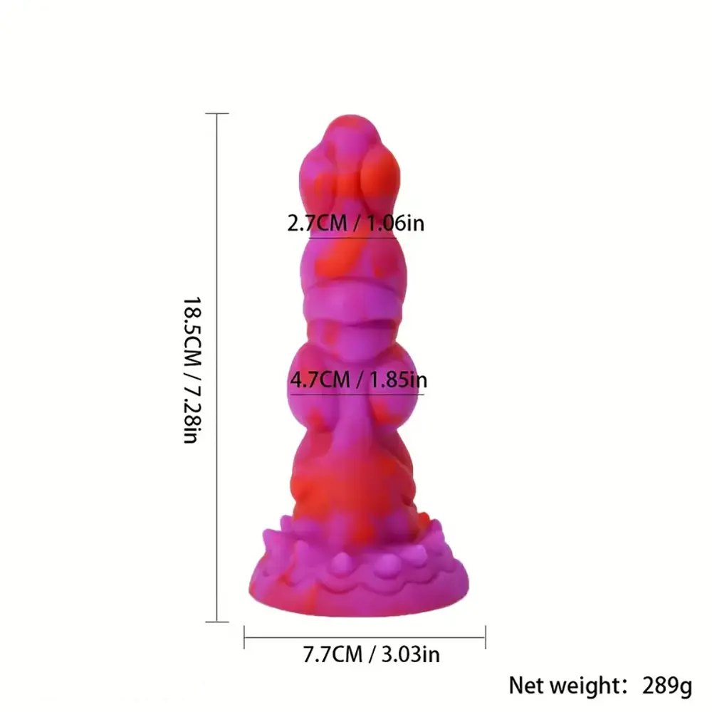 A textured fantasy silicone dildo