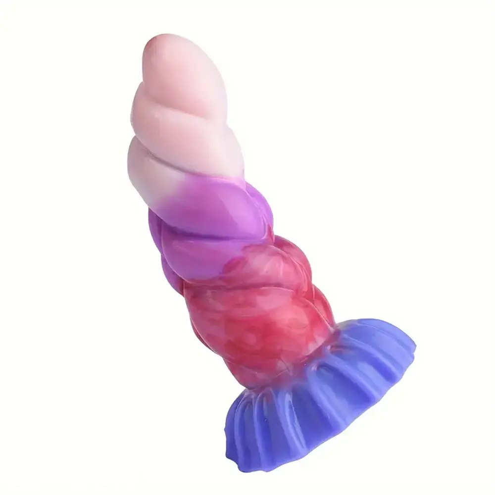 Twisted ombre silicone fantasy dildo, photo 4