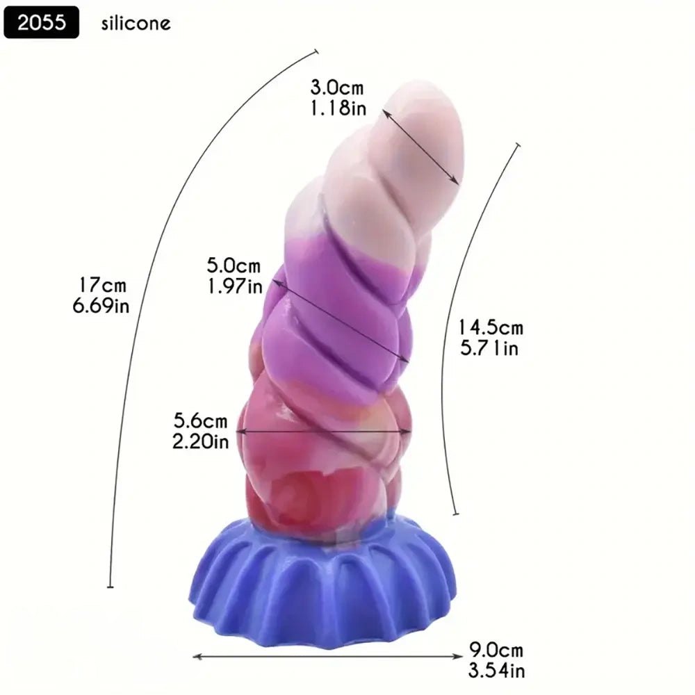 Twisted ombre silicone fantasy dildo, photo 5