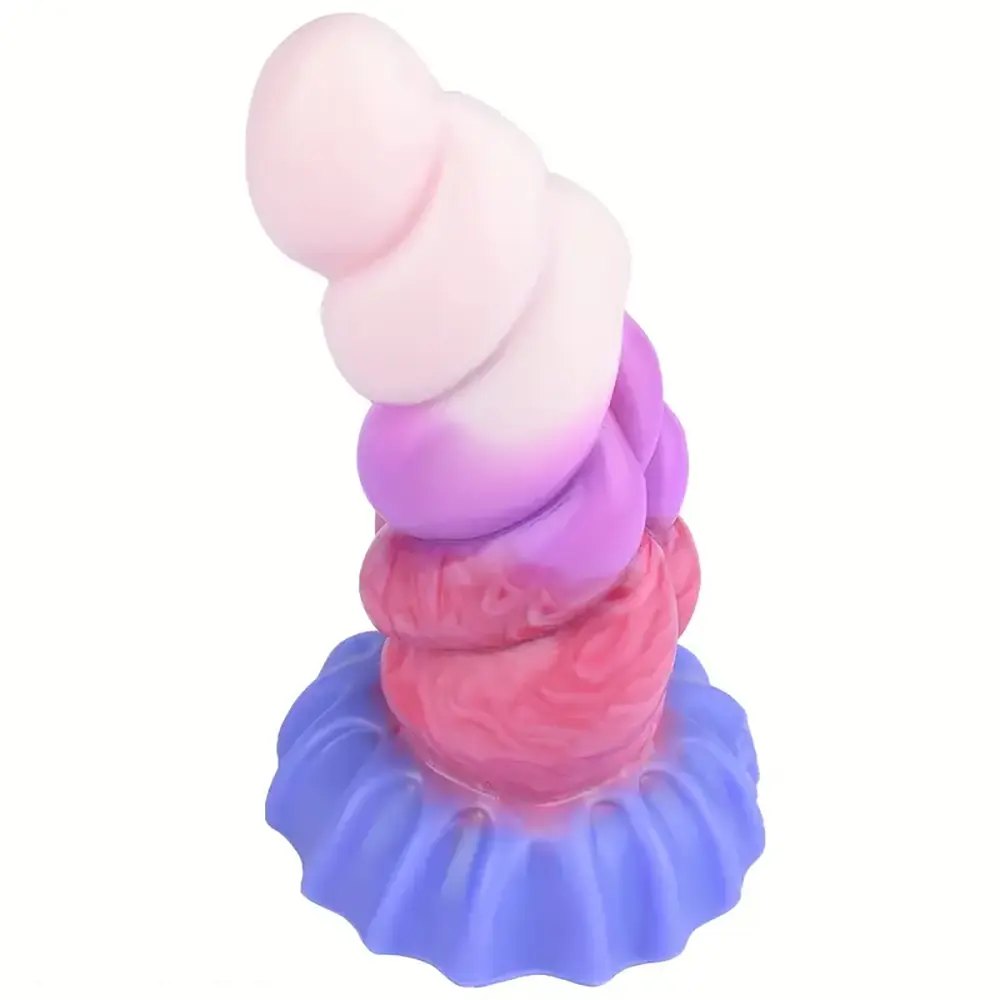 Twisted ombre silicone fantasy dildo, photo 8