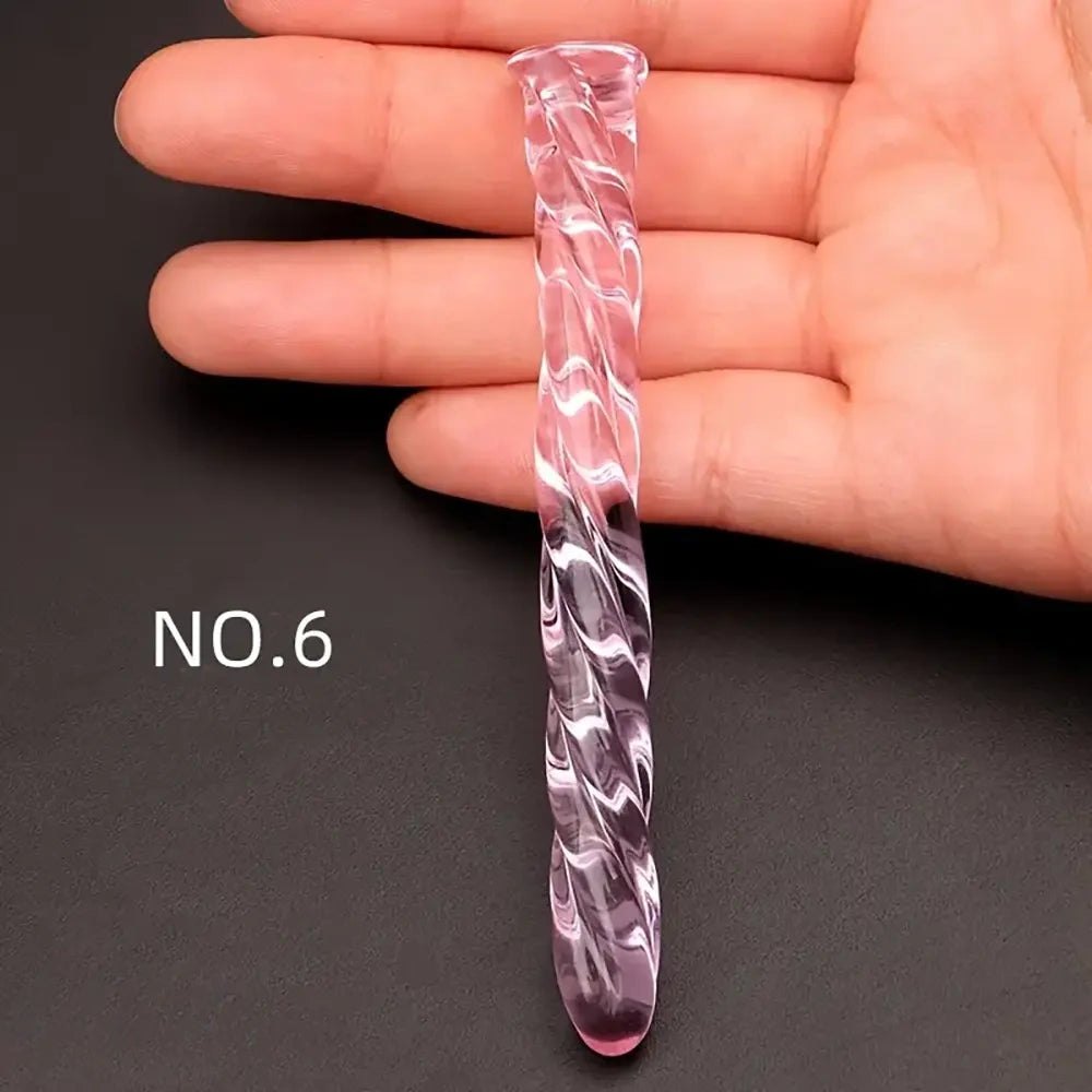 Pink twisted glass dildo, photo 11