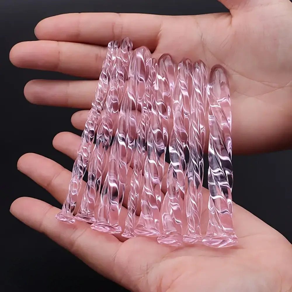 Pink twisted glass dildo, photo 12