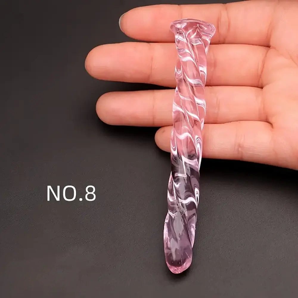 Pink twisted glass dildo, photo 4