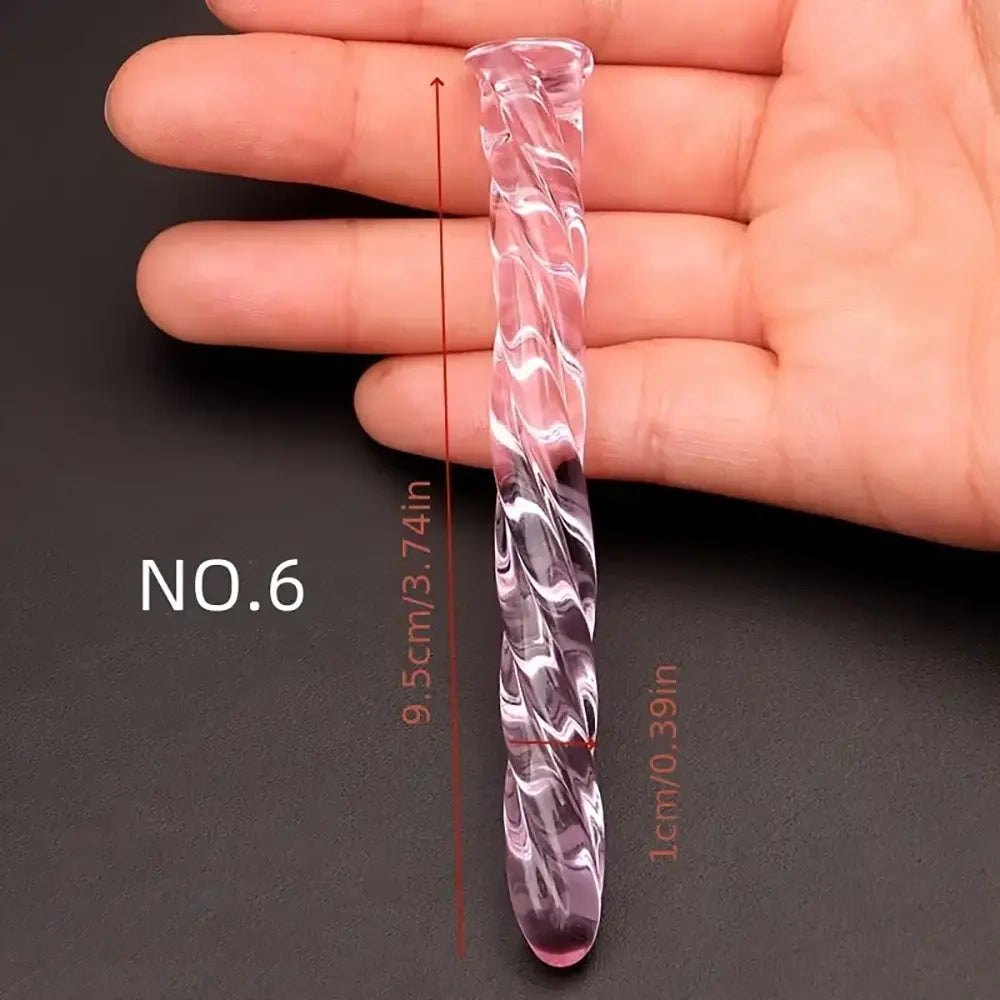 Pink twisted glass dildo, photo 7