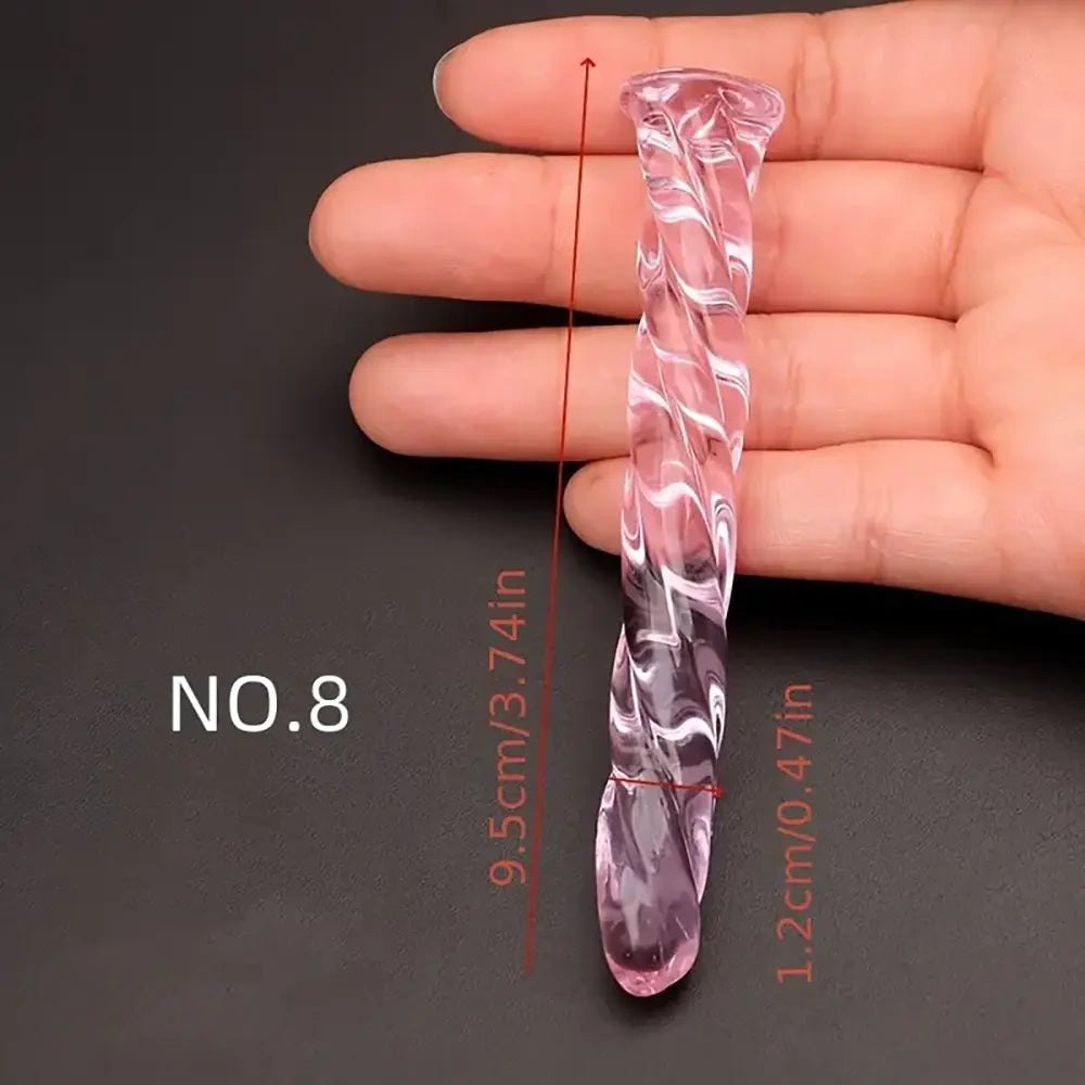 Pink twisted glass dildo, photo 8
