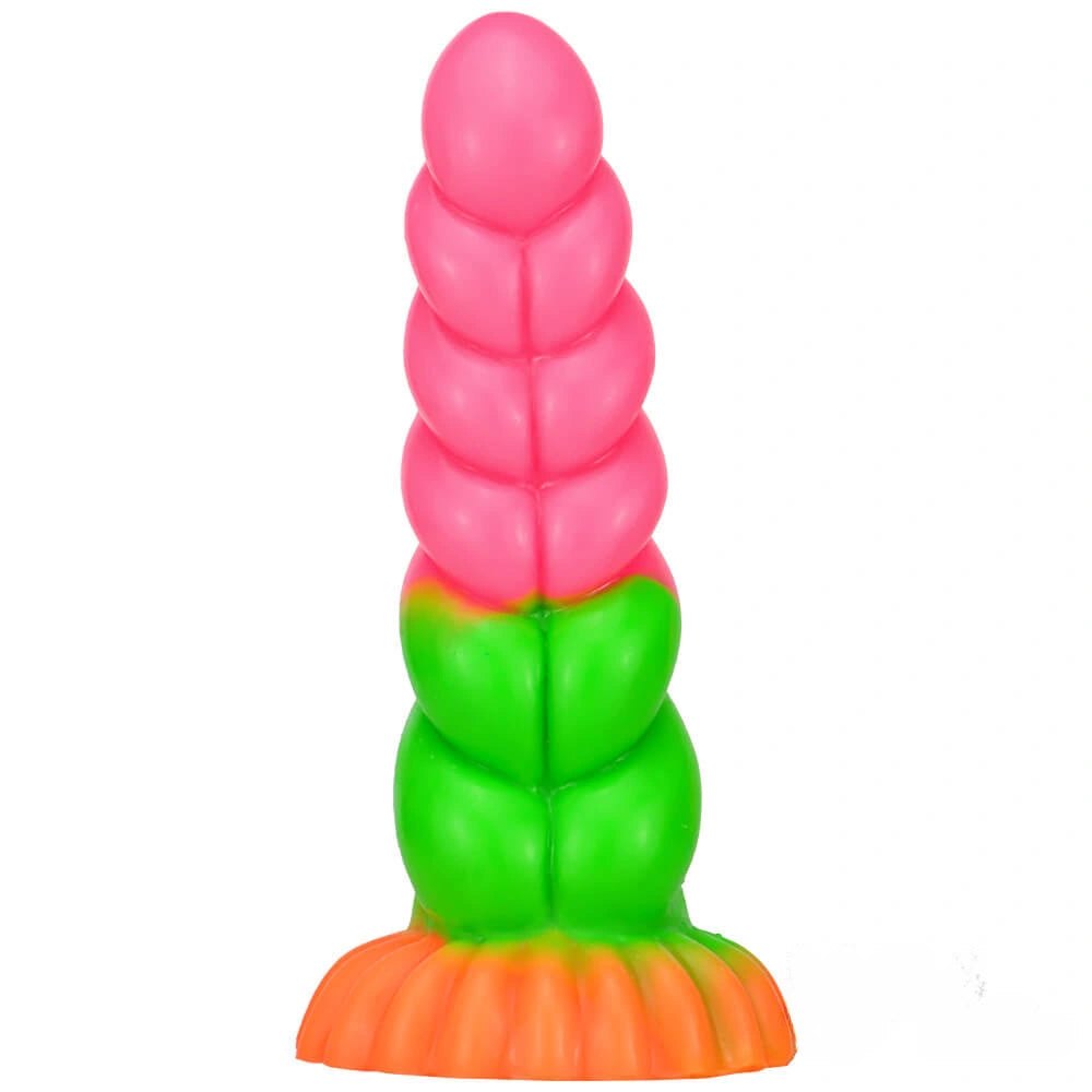 #5 twisted textured liquid silicone fantasy dildo