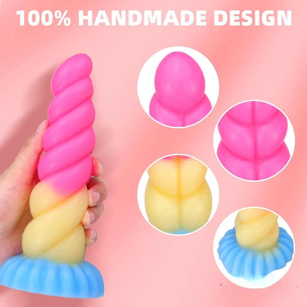 Twisted textured liquid silicone fantasy dildo, photo 10