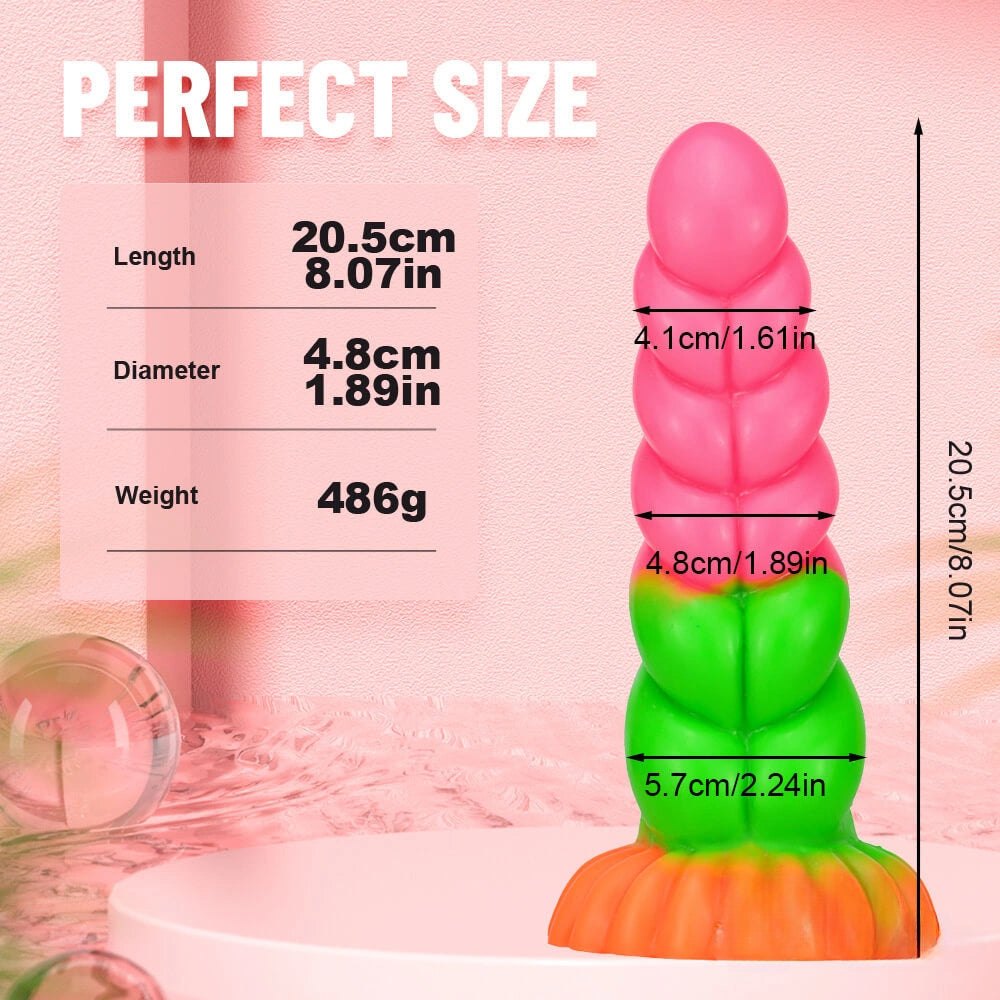 Twisted textured liquid silicone fantasy dildo, photo 6