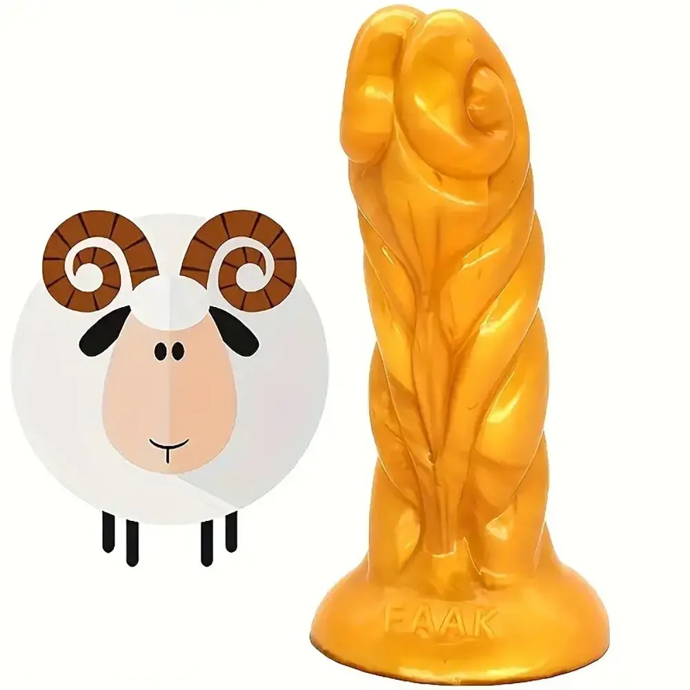 Gold twisted spiral fantasy dildo