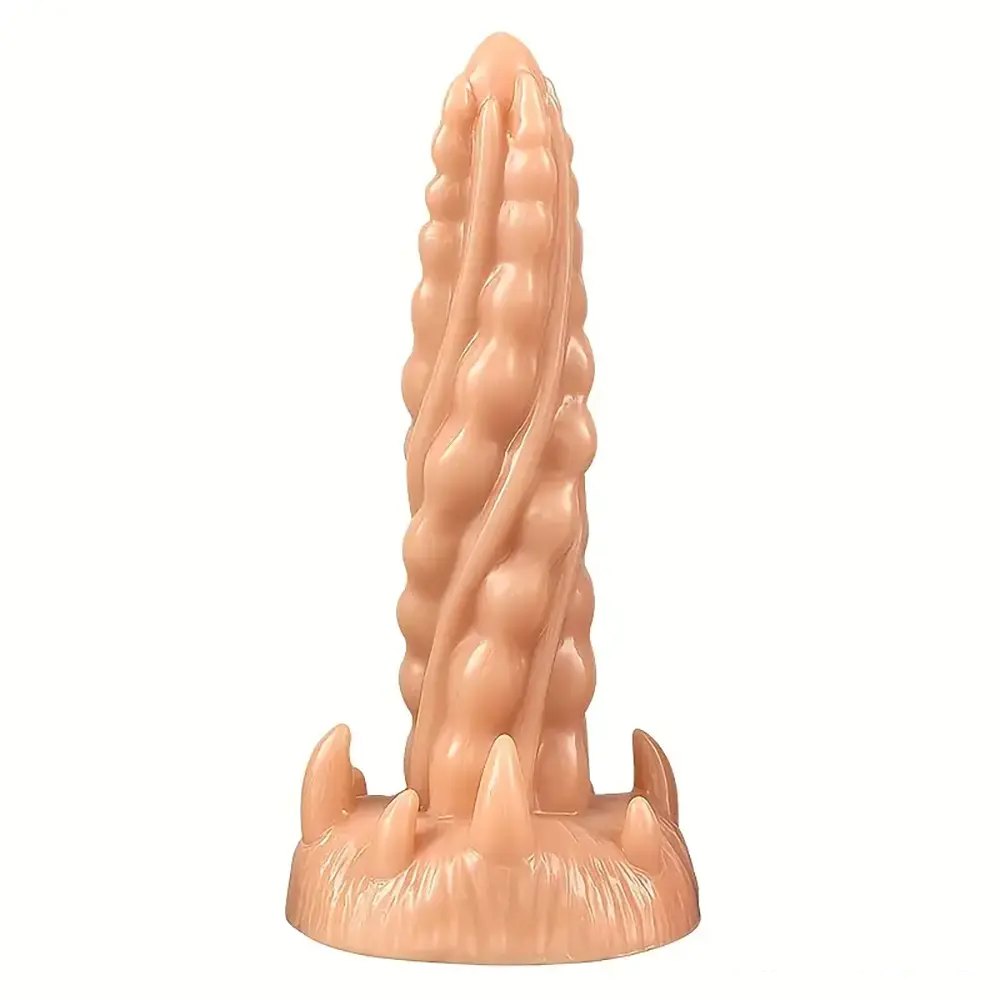 Flesh twisted spiral fantasy dildo with suction cup base