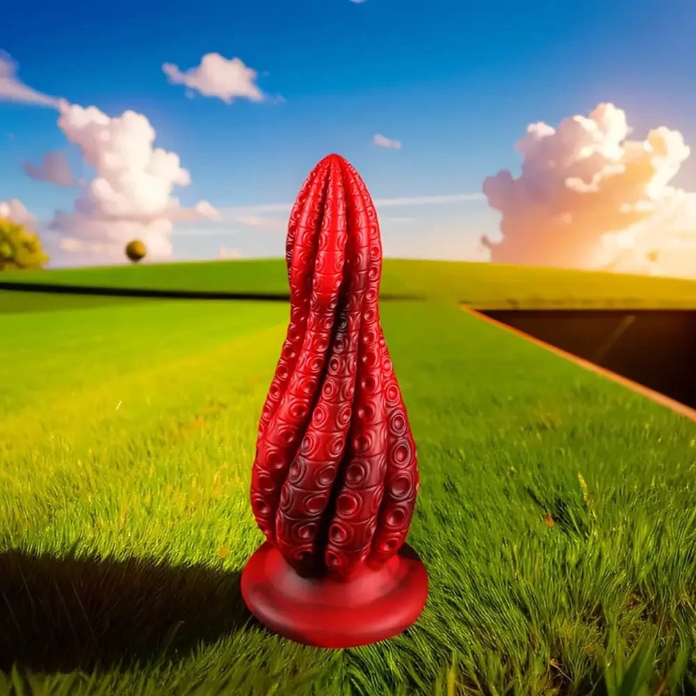 Red twisted tentacle fantasy dragon dildo, photo 1