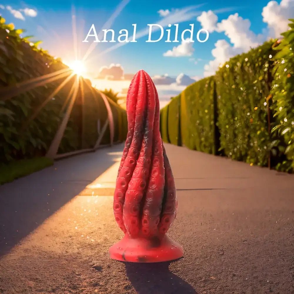 Red twisted tentacle fantasy dragon dildo, photo 2