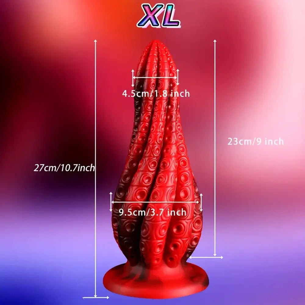 Red twisted tentacle fantasy dragon dildo, photo 3