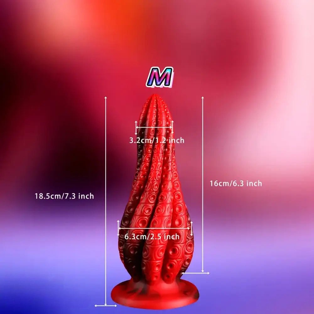 Red twisted tentacle fantasy dragon dildo, photo 4