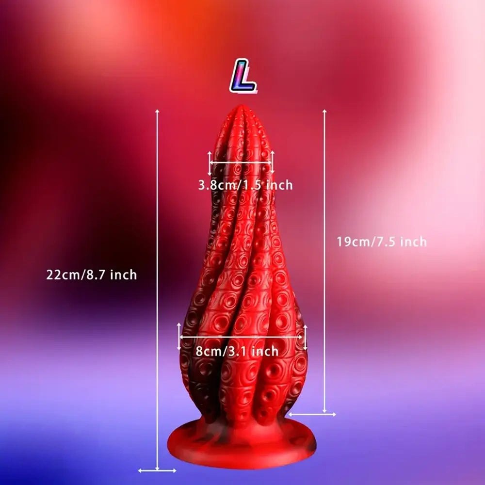 Red twisted tentacle fantasy dragon dildo, photo 5