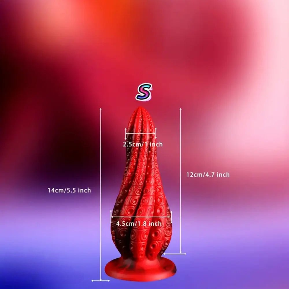 Red twisted tentacle fantasy dragon dildo, photo 6