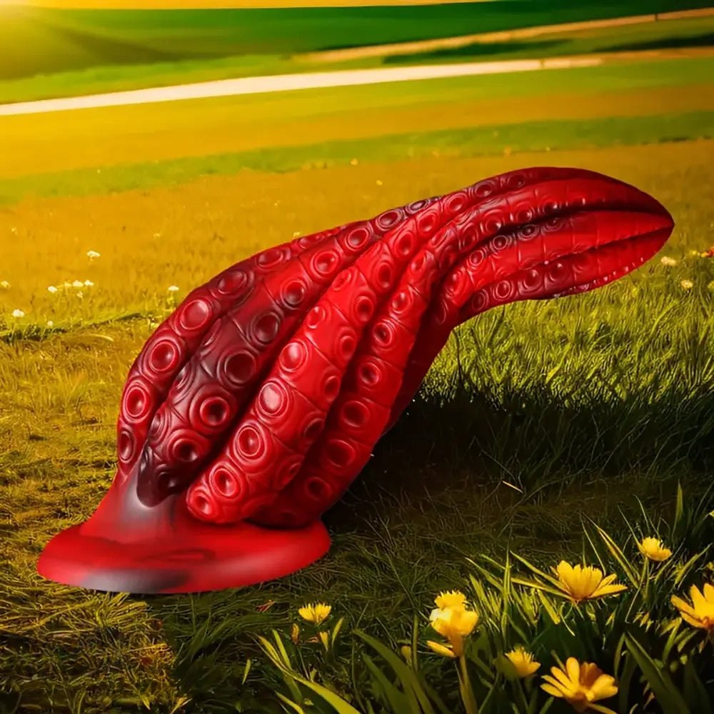 Red twisted tentacle fantasy dragon dildo, photo 7