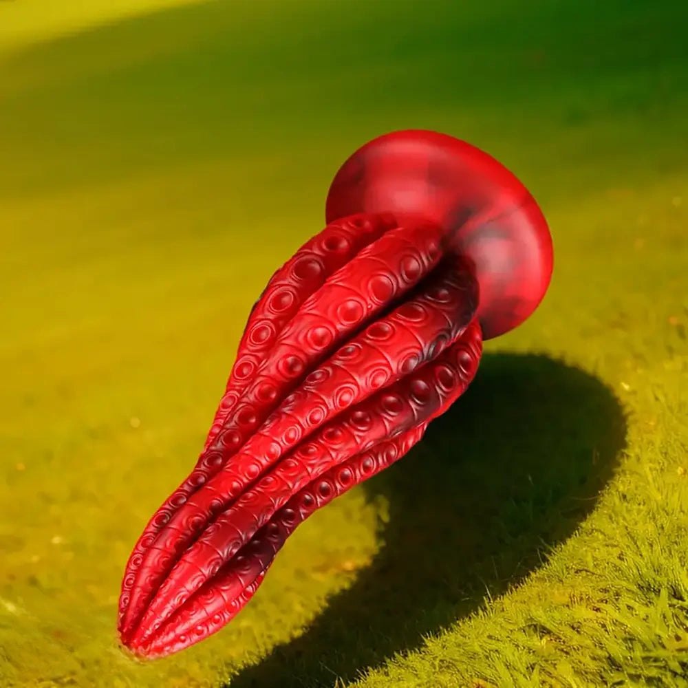 Red twisted tentacle fantasy dragon dildo, photo 8