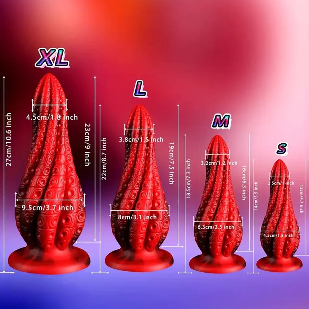Red twisted tentacle fantasy dragon dildo, photo 9
