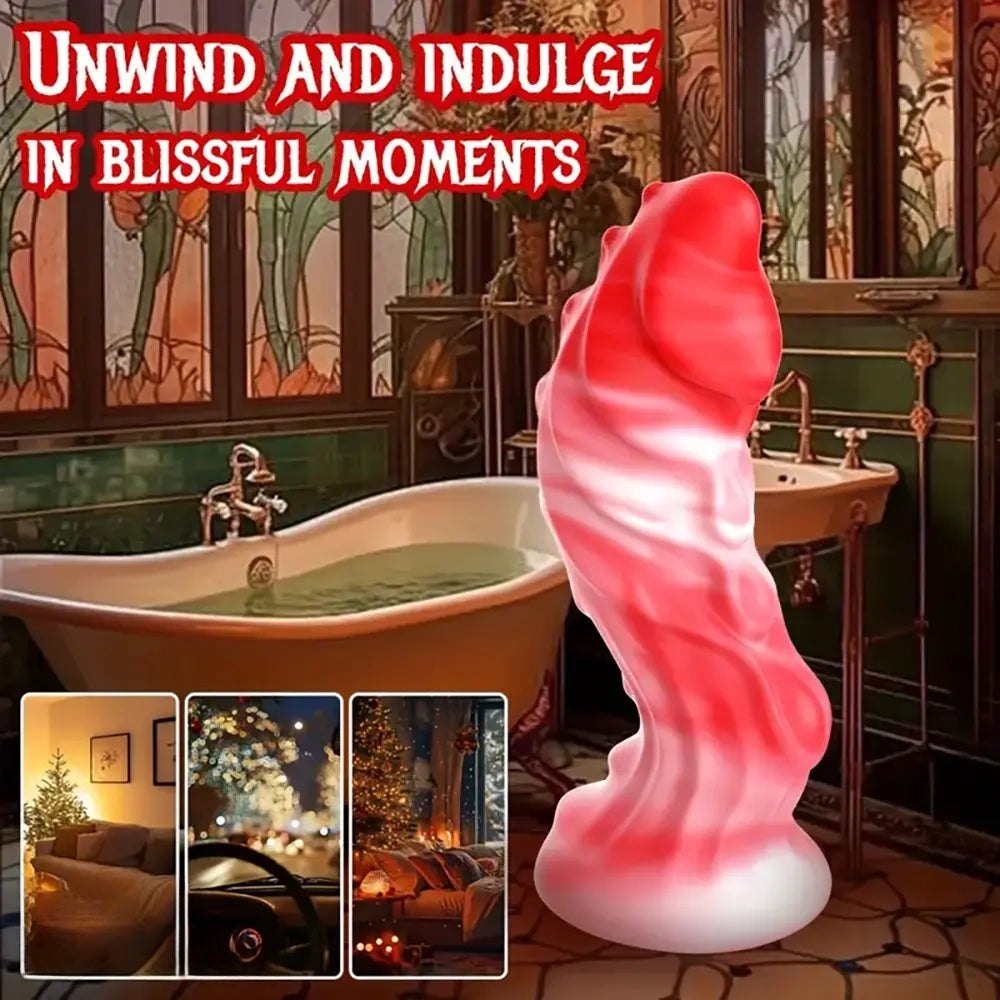 Red and white twisted fantasy tentacle dildo, photo 2