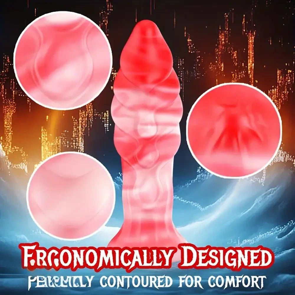 Red and white twisted fantasy tentacle dildo, photo 3