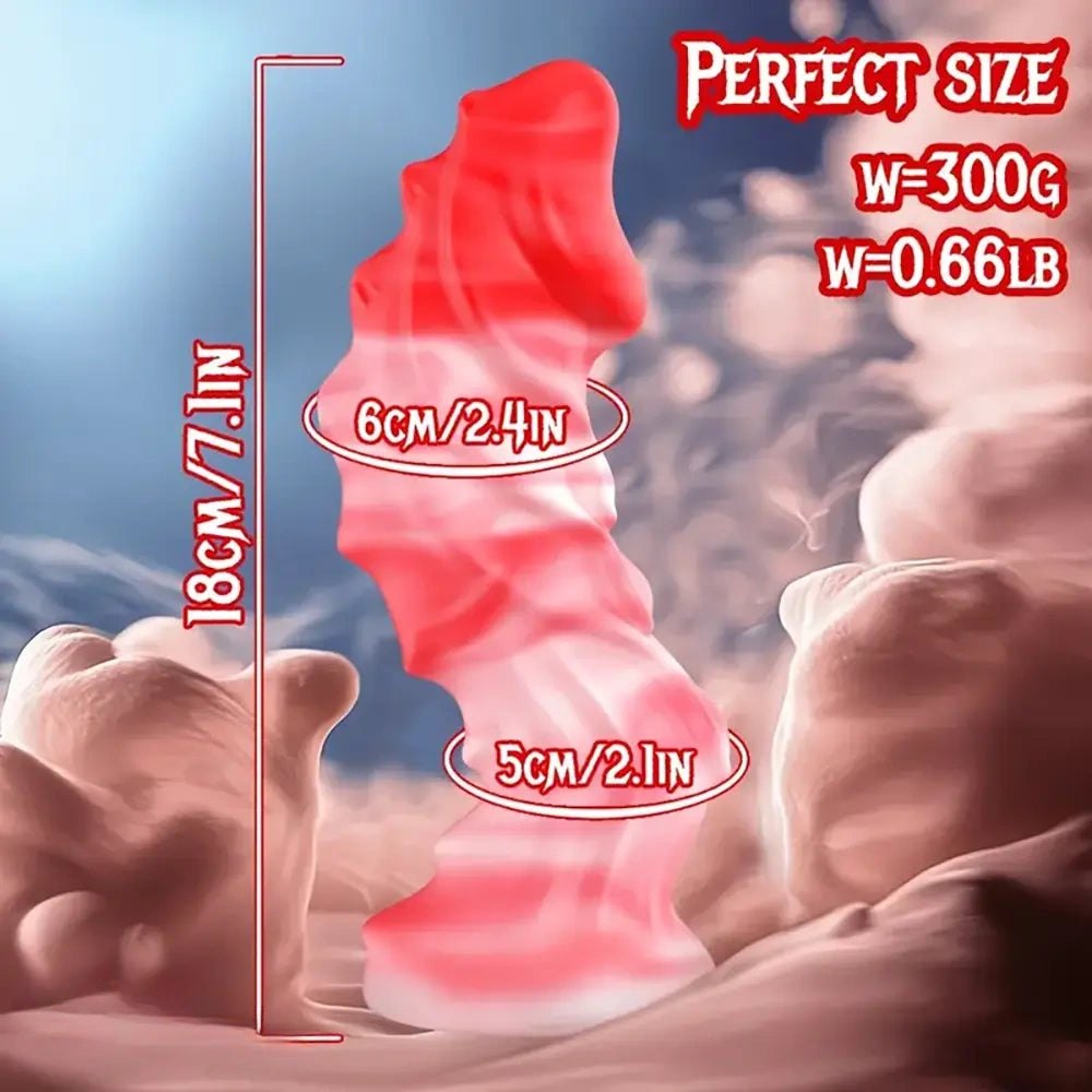 Red and white twisted fantasy tentacle dildo, photo 7