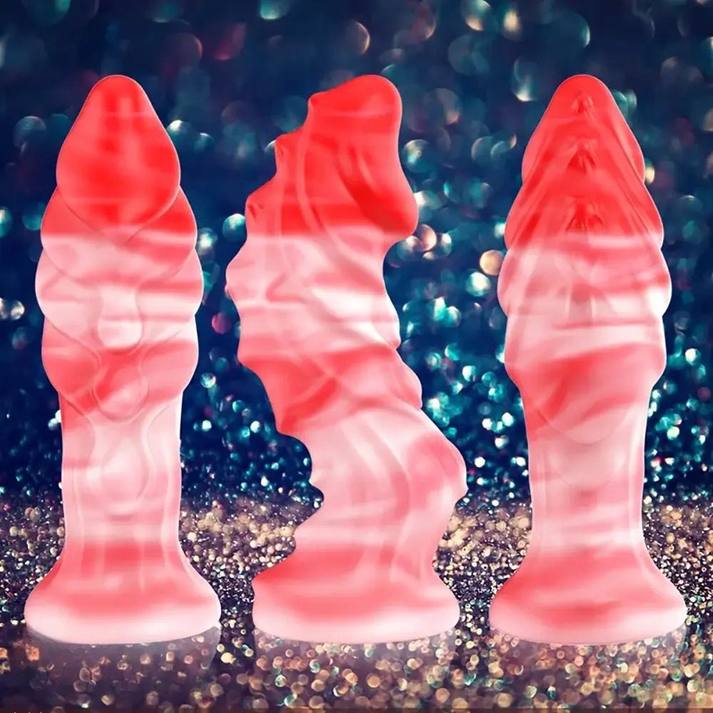 Red and white twisted fantasy tentacle dildo, photo 9