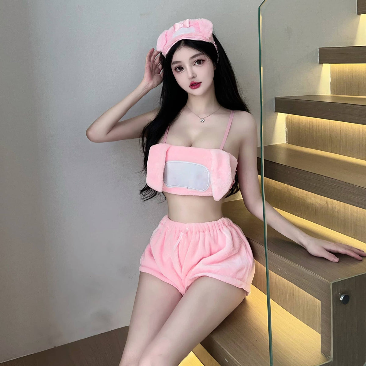 Pink two piece camisole sleepwear set