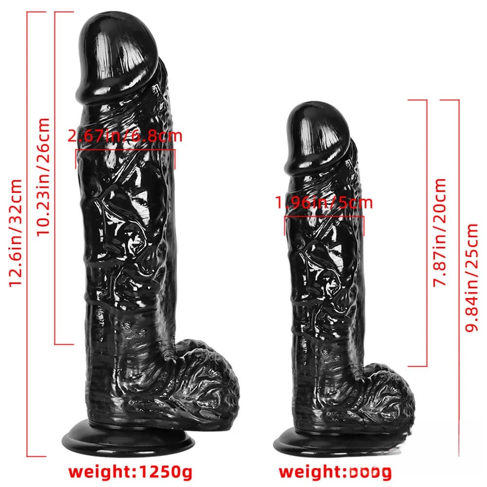 Black realistic dildo with suction cup base, photo 7