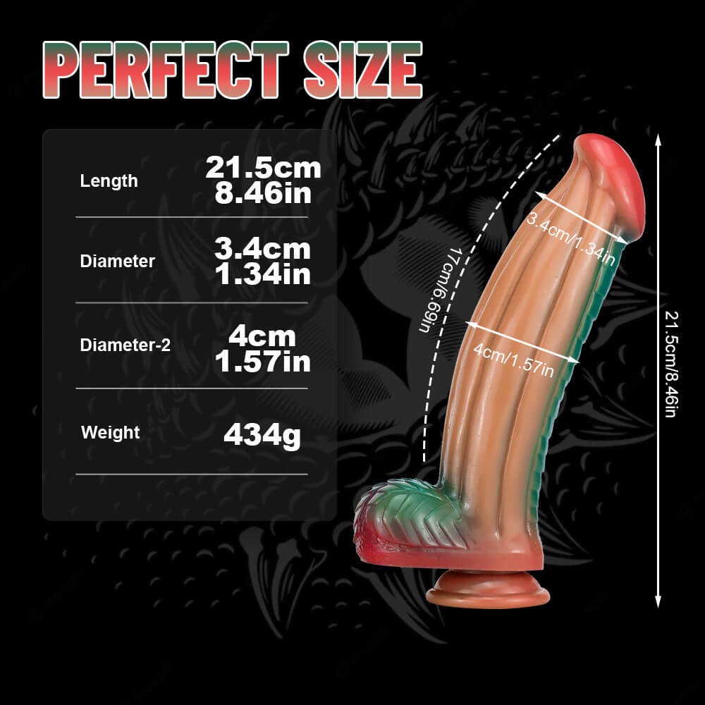 Multi-tone ridged silicone fantasy dildo, photo 3