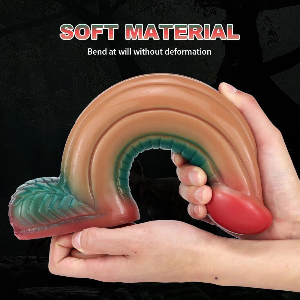 Multi-tone ridged silicone fantasy dildo, photo 9