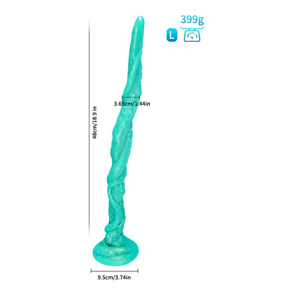 Green alien tentacle fantasy dildo with suction cup