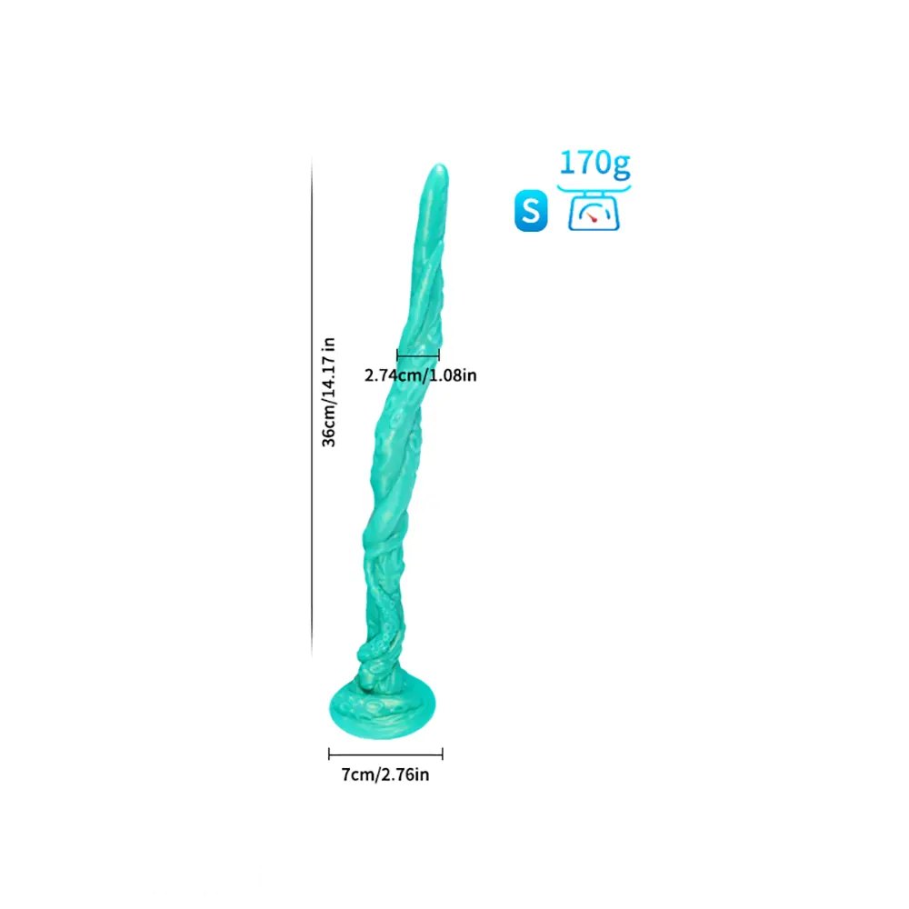 Green alien tentacle fantasy dildo with suction cup