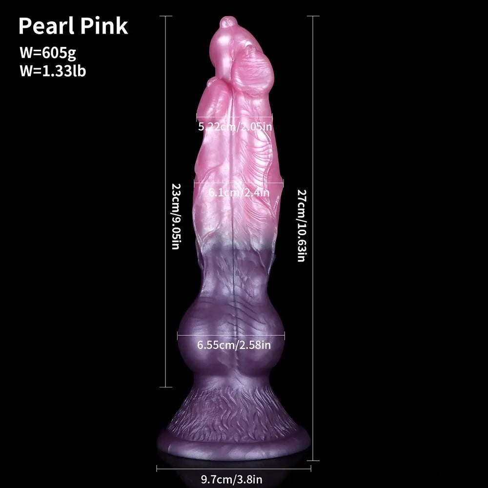 #1 knotted animal dildo shown in two color options