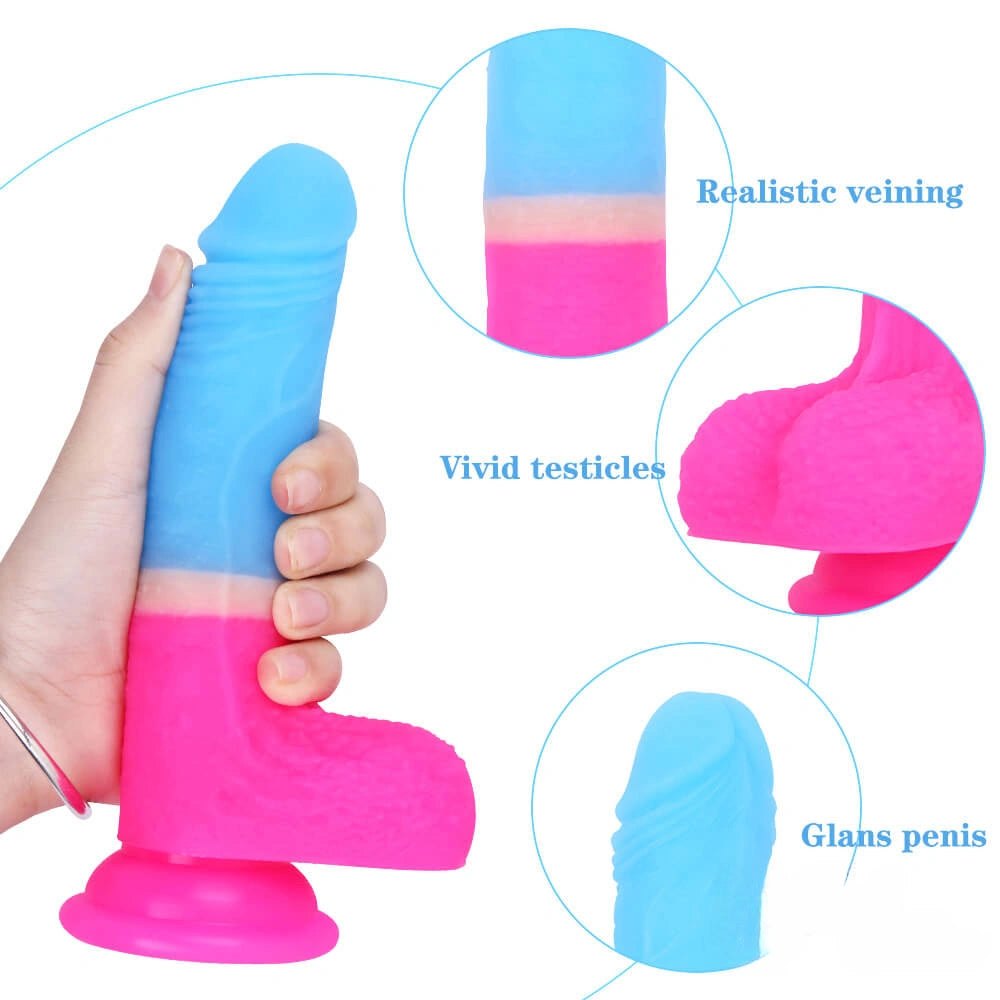 Two-tone realistic dildo with suction base, photo 10