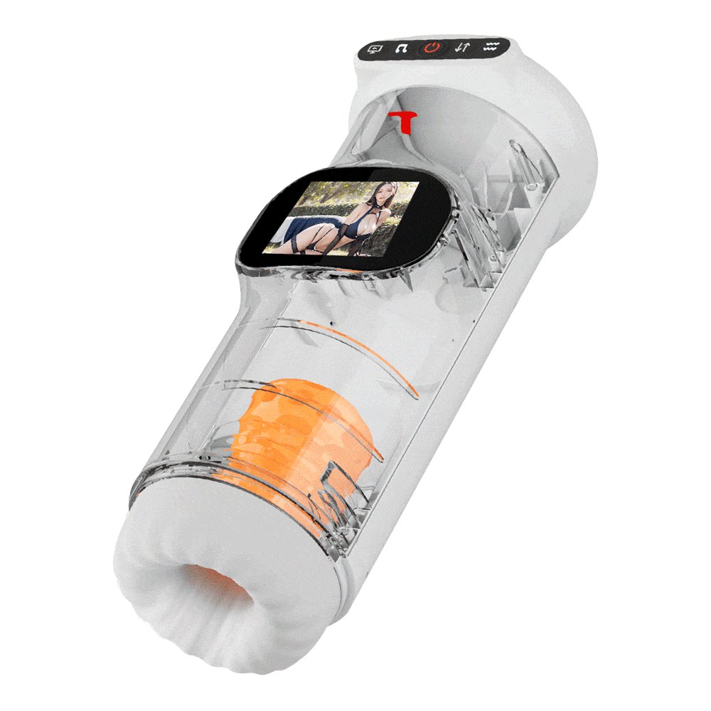 White ufo-shaped heated masturbation cup with display screen, photo 1