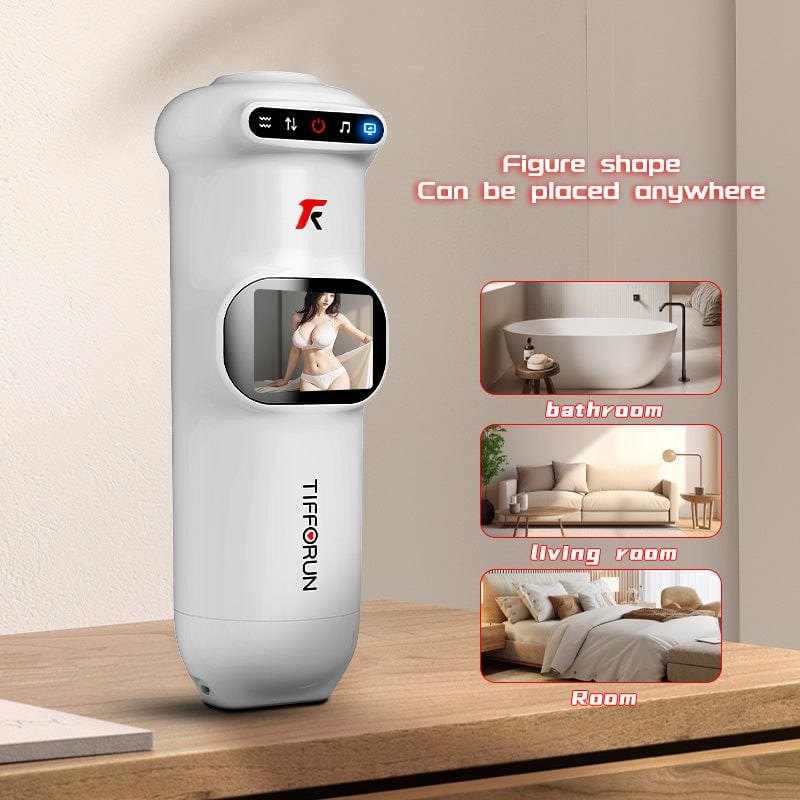 White ufo-shaped heated masturbation cup with display screen, photo 2