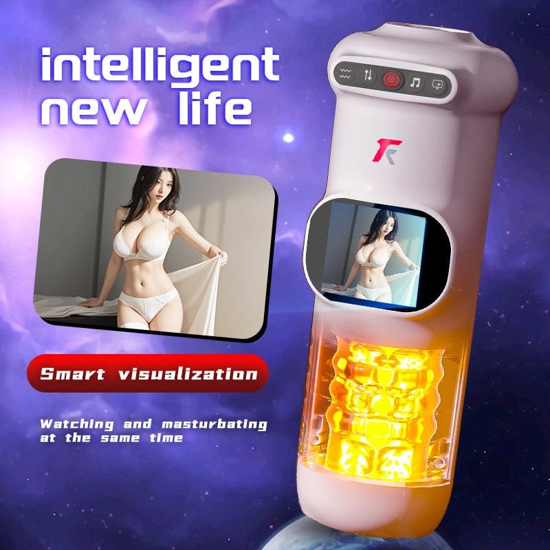 White ufo-shaped heated masturbation cup with display screen, photo 3
