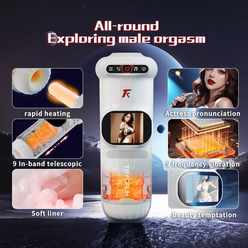 White ufo-shaped heated masturbation cup with display screen, photo 5