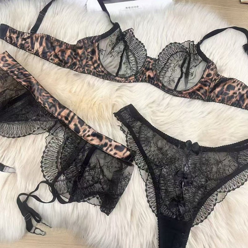 Ultra thin embroidered lace mesh bra set, photo 6